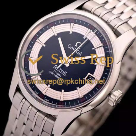 Replica Omega De Ville 41MM Stainless Steel Black Dial Swiss 8500