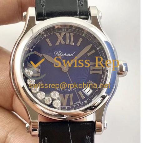 Replica Chopard Happy Sport 36MM Automatic 278559-3008 N Stainless Steel Blue & Diamond Dial Swiss 2892