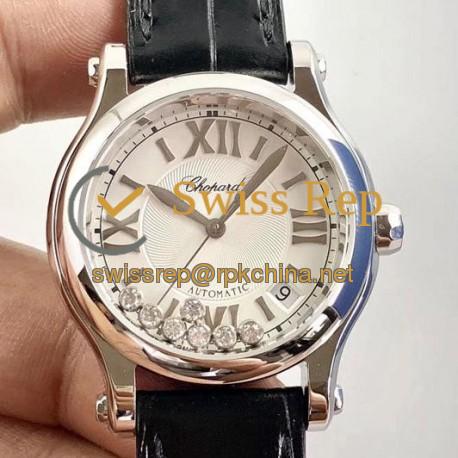 Replica Chopard Happy Sport 36MM Automatic 278559-3001 N Stainless Steel Silver & Diamond Dial Swiss 2892