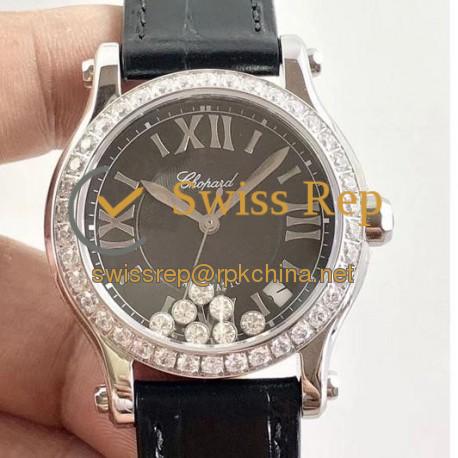 Replica Chopard Happy Sport 36MM Automatic 278475-3048 N Stainless Steel & Diamond Black & Diamond Dial Swiss 2892