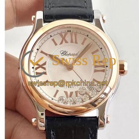 Replica Chopard Happy Sport 36MM Automatic 278559-6001 N Stainless Steel & Rose Gold Silver & Diamond Dial Swiss 2892