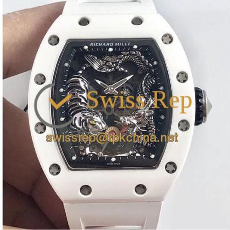 Replica Richard Mille RM051-01 Tiger & Dragon KV White Ceramic Skeleton Dial M8215