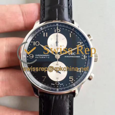 Replica IWC Portugieser Chronograph IW371404 ZF Stainless Steel Black & White Dial Swiss 7750