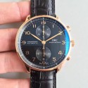 Replica IWC Portugieser Chronograph IW371482 ZF Rose Gold Black Dial Swiss 7750