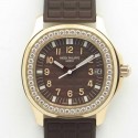 Replica Patek Philippe Aquanaut Luce Ladies 5068R-001 TW Rose Gold & Diamonds Chocolate Dial Swiss 324SC