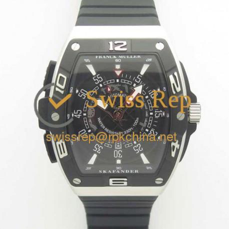 Replica Franck Muller Skafander SKF 46 DV SC DT N Stainless Steel Black Skeleton Dial M8215