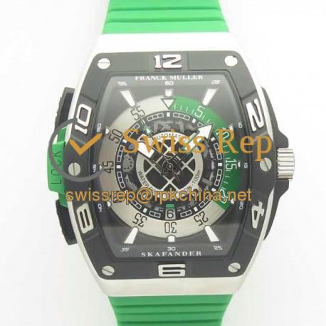 Replica Franck Muller Skafander SKF 46 DV SC DT N Stainless Steel Green Skeleton Dial M8215