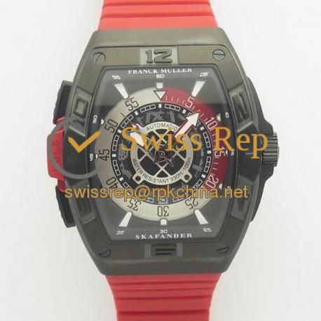 Replica Franck Muller Skafander SKF 46 DV SC DT N Ceramic Red Skeleton Dial M8215