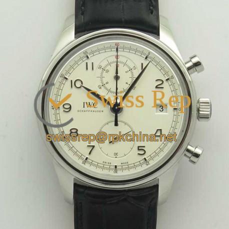 Replica IWC Portugieser Chronograph Classic IW390403 ZF Stainless Steel White Dial Swiss 7750