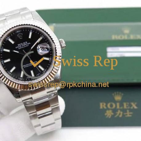 Replica Rolex Datejust II 116334 41MM EW Stainless Steel Black Dial Swiss 3136