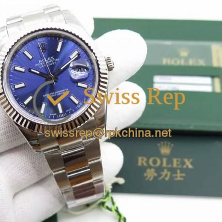 Replica Rolex Datejust II 116334 41MM EW Stainless Steel Blue Dial Swiss 3136