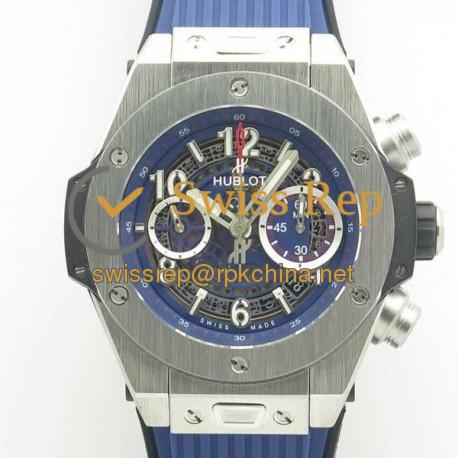 Replica Hublot Big Bang Unico Magic Sapphire 411.JX.1170.RX 3A Stainless Steel Blue Skeleton Dial Swiss HUB1242