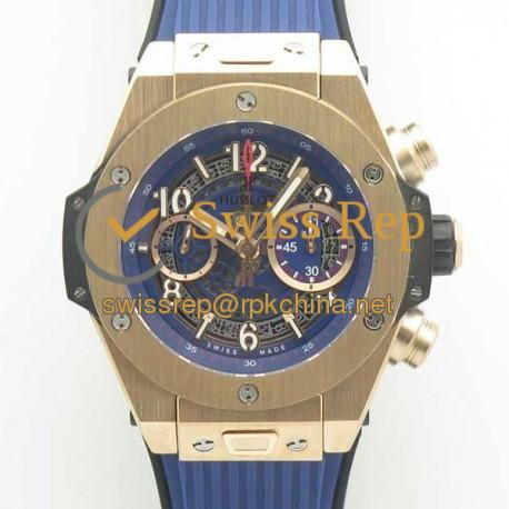 Replica Hublot Big Bang Unico Full Magic Gold 411.MX.1138.RX 3A Rose Gold Blue Skeleton Dial Swiss HUB1242