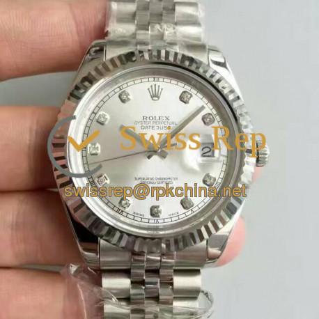 Replica Rolex Datejust II 116334 41MM N Stainless Steel Rhodium & Diamonds Dial Swiss 2836-2