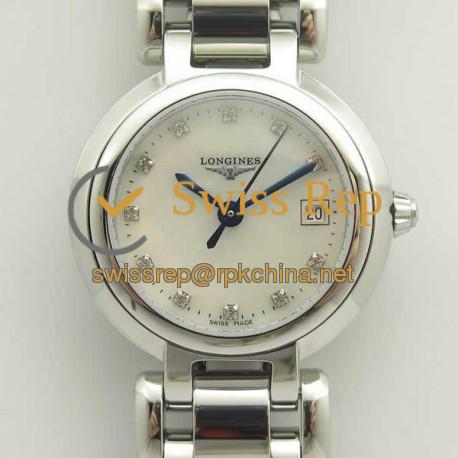 Replica Longines Primaluna Elegant Ladies L8.110.4.87.6 GS  Stainless Steel Mother Of Pearl Dial Swiss Cal L250