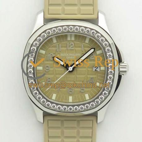 Replica Patek Philippe Aquanaut Luce Ladies 5067A  JJ Stainless Steel & Diamonds Beige Dial Swiss E23-250SC