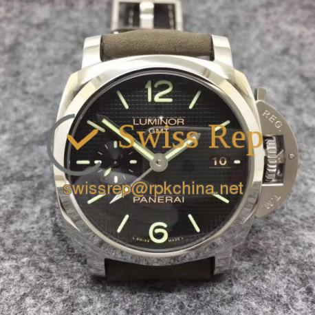 Replica Panerai  Luminor 1950 3 Days GMT PAM535 Q Edition Paris hobnails ZF Stainless Steel Black Dial Swiss P9001