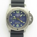 Replica Panerai Luminor Submersible 1950 3 Days GMT Special Edition Pole2Pole PAM719 VS V2 Titanium Blue Dial Swiss P9001