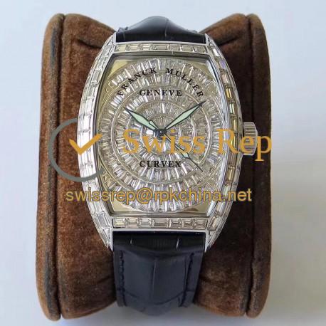 Replica Franck Muller Cintree Curvex 8880 CC AT D ABF Stainless Steel & Diamonds Diamond Dial Swiss 2824-2