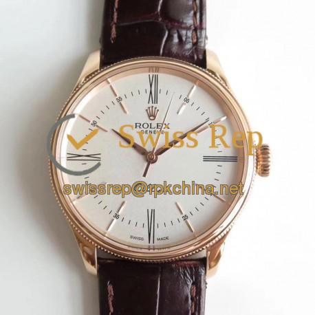 Replica Rolex Cellini 50505 MK V4 Rose Gold White Dial Swiss 3132