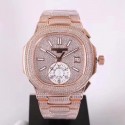 Replica Patek Philippe Nautilus Chronograph 5980/1R-001 PF Rose Gold & Diamonds Diamond Dial Swiss 7750