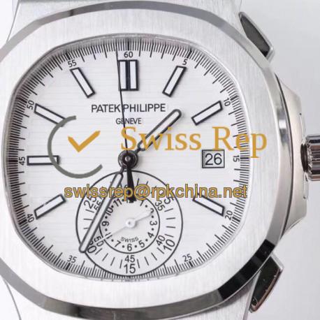 Replica Patek Philippe Nautilus Chronograph 5980 PP Stainless Steel White Dial Swiss 7750