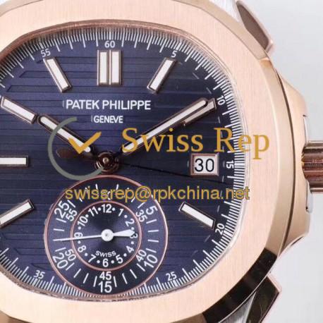 Replica Patek Philippe Nautilus Chronograph 5980/1AR-001 PP Rose Gold & Stainless Steel Blue Dial Swiss 7750