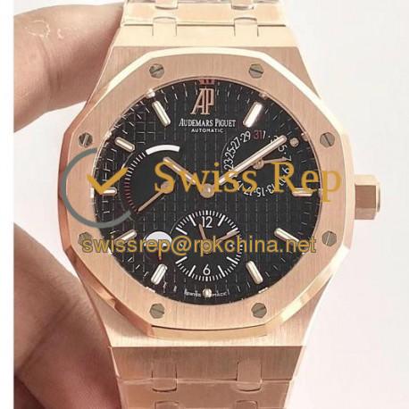 Replica Audemars Piguet Royal Oak GMT 41MM 26120 TWA Rose Gold Black Dial Swiss 2329