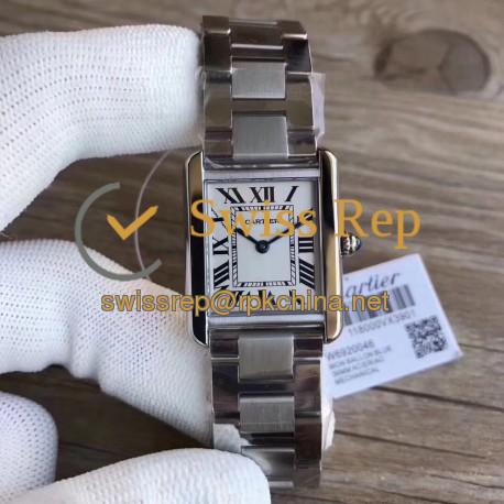 Replica Cartier Tank Solo Ladies 31MM W5200013 GP Stainless Steel Silver Dial Swiss Ronda Quartz