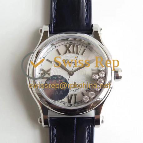 Replica Chopard Happy Sport 36MM Automatic 278559-3001 YF V2 Stainless Steel Silver & Diamond Dial Swiss 2892