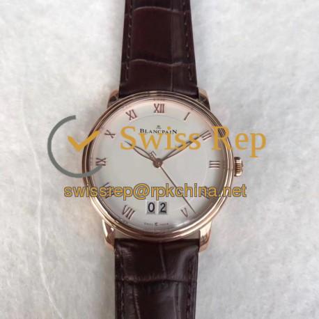 Replica Blancpain Villeret Grande Date 6669-3642-55B HG V2 Rose Gold White Dial Swiss 6950