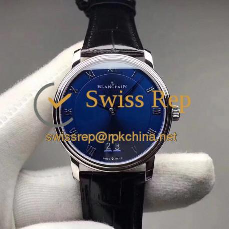 Replica Blancpain Villeret Grande Date 6669-1127-55B HG V2 Stainless Steel Blue Dial Swiss 6950