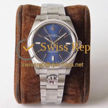 Replica Rolex Oyster Perpetual 39 114300 AR Stainless Steel 904L Blue Dial Swiss 3132