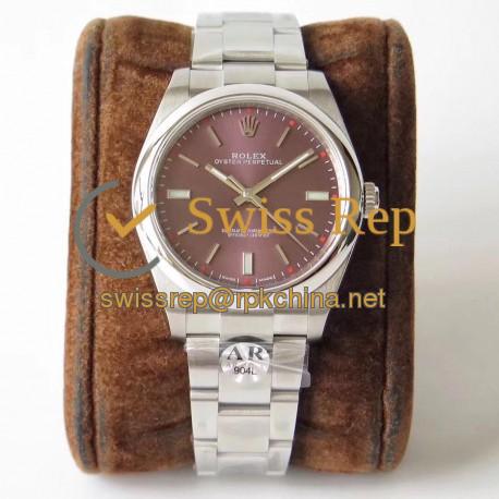 Replica Rolex Oyster Perpetual 39 114300 AR Stainless Steel 904L Red Dial Swiss 3132