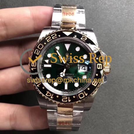 Replica Rolex GMT-Master II 116713 GM Stainless Steel 904L & Yellow Gold Green Dial Swiss 2836-2