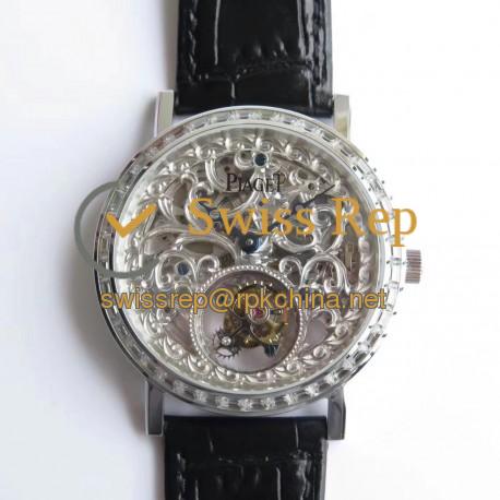 Replica Piaget Altiplano Skeleton Tourbillon BBR Stainless Steel & Diamonds Silver Skeleton Dial Swiss Tourbillon