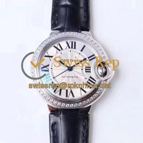 Replica Ballon Bleu De Cartier 33MM W4BB0016 TW Stainless Steel & Diamonds Silver Dial Seiko NH05A