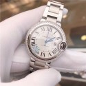 Replica Ballon Bleu De Cartier 33MM W4BB0016 TW Stainless Steel & Diamonds Silver Dial Seiko NH05A