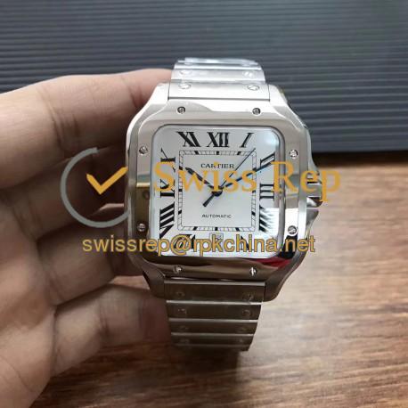 Replica Cartier Santos De Cartier Large 2018 WSSA0009 KOR Stainless Steel White Dial M9015