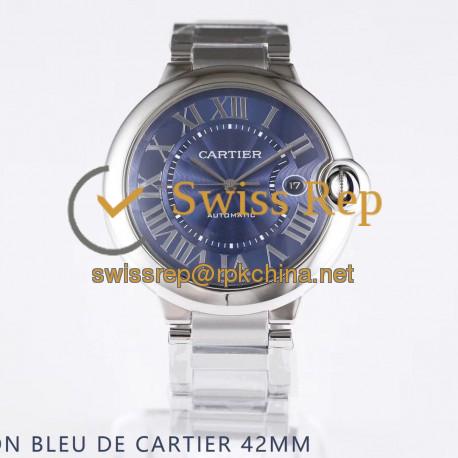 Replica Ballon Bleu De Cartier 42MM WSBB0025 AF Stainless Steel Blue Dial Swiss 2892