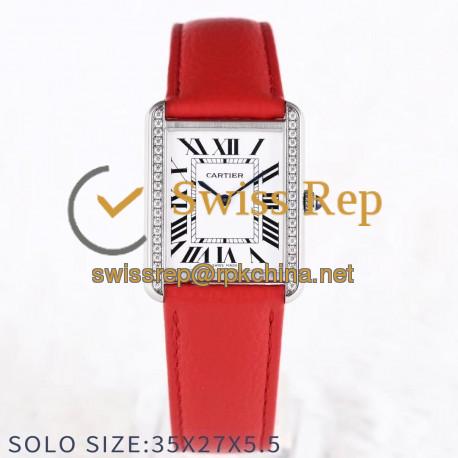 Replica Cartier Tank Solo Ladies 35MM AF Stainless Steel White Dial Swiss Ronda Quartz