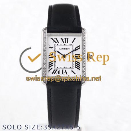 Replica Cartier Tank Solo Ladies 35MM AF Stainless Steel White Dial Swiss Ronda Quartz