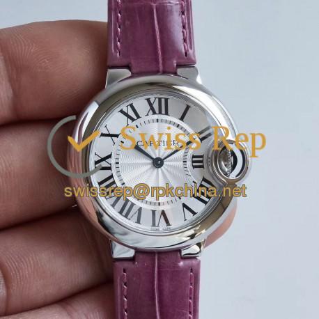 Replica Ballon Bleu De Cartier 33MM W6920086 AF Stainless Steel Silver Dial Swiss Ronda Quartz