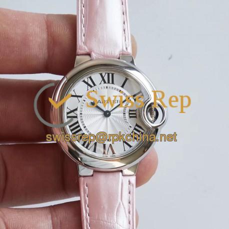 Replica Ballon Bleu De Cartier 33MM W6920086 AF Stainless Steel Silver Dial Swiss Ronda Quartz