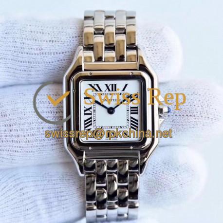 Replica Panthere de Cartier Medium Ladies WSPN0007 GF Stainless Steel White Dial Swiss Ronda Quartz