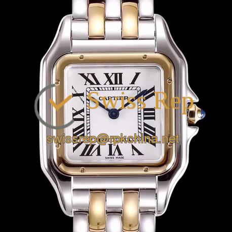 Replica Panthere de Cartier Medium Ladies W2PN0007 KOR Stainless Steel & Rose Gold White Dial Swiss Ronda Quartz