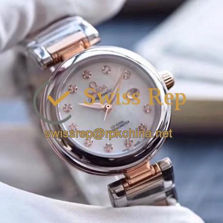 Replica Omega De Ville Ladymatic V6 Stainless Steel & Rose Gold Mother Of Pearl Dial Swiss 8521