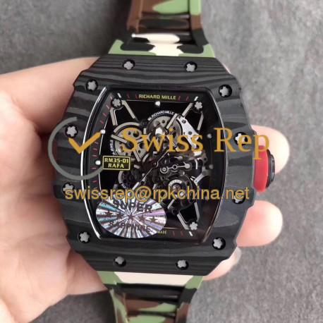 Replica Richard Mille RM35-02 Rafael Nadal KV Forged Carbon Skeleton Dial M8215