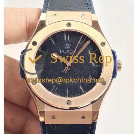 Replica Hublot Classic Fusion Berluti Scritto 511.OX.0500.VR.BER16 SR V2 Rose Gold Blue Leather Dial Swiss HUB1100