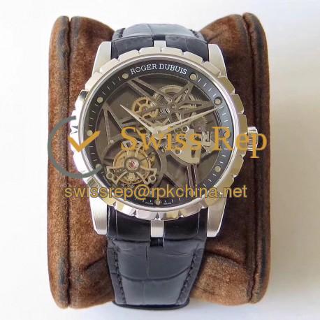 Replica Roger Dubuis Excalibur Skeleton Flying Tourbillon RDDBEX0393 BBR Stainless Steel Skeleton Dial Swiss Tourbillon